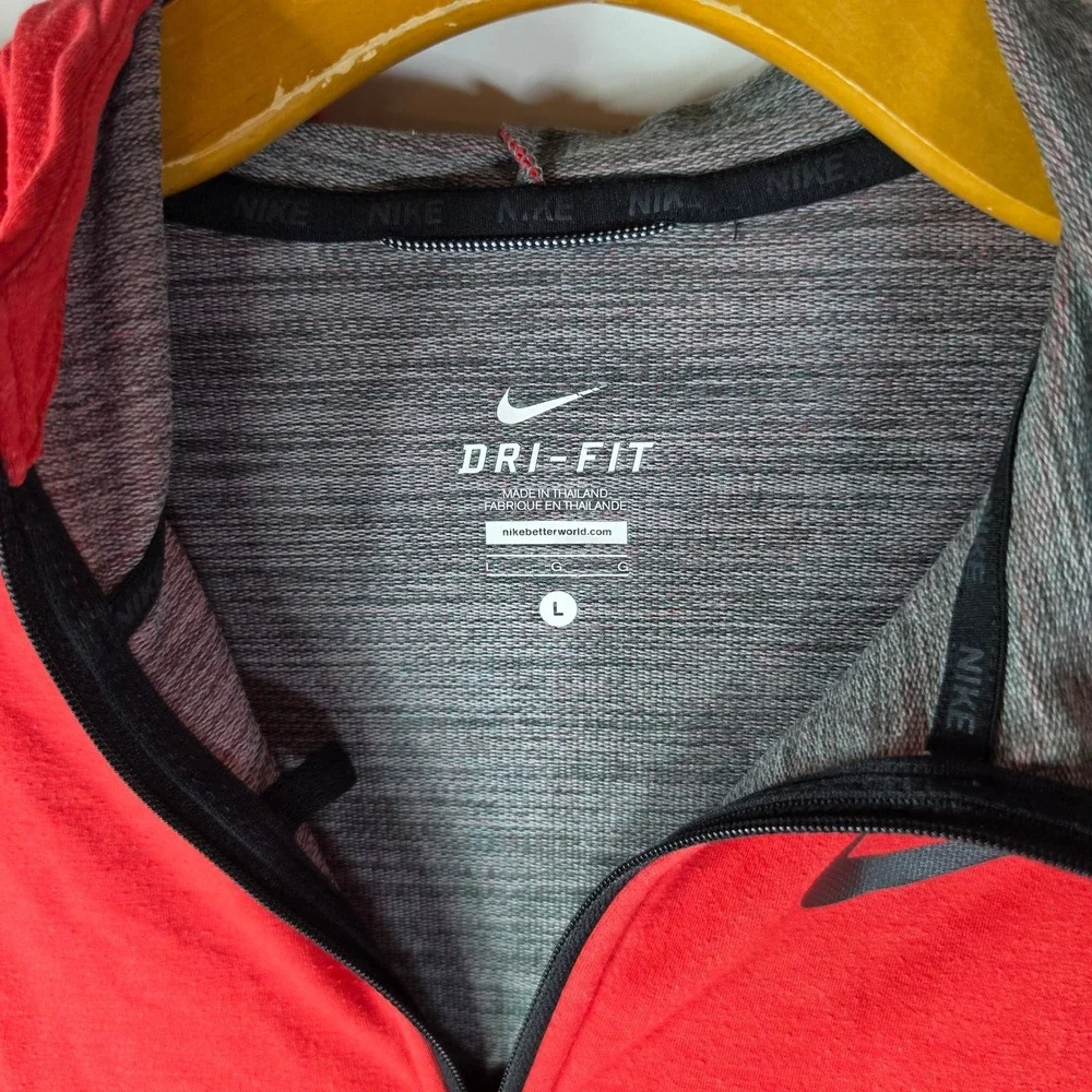 Nike Dri-FIT Mens Large Red Full-Zip Hoodie Sweatshirt Jacket Space-Dye Gray